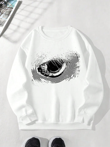 Men'S Eye Printed Round Neck Sweatshirt