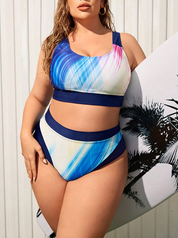 Plus Size Ombre Bikini Swimsuit Set