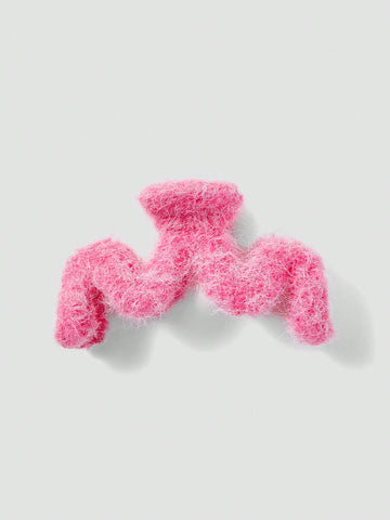 Pink Plush Hair Claw Clip Elegant