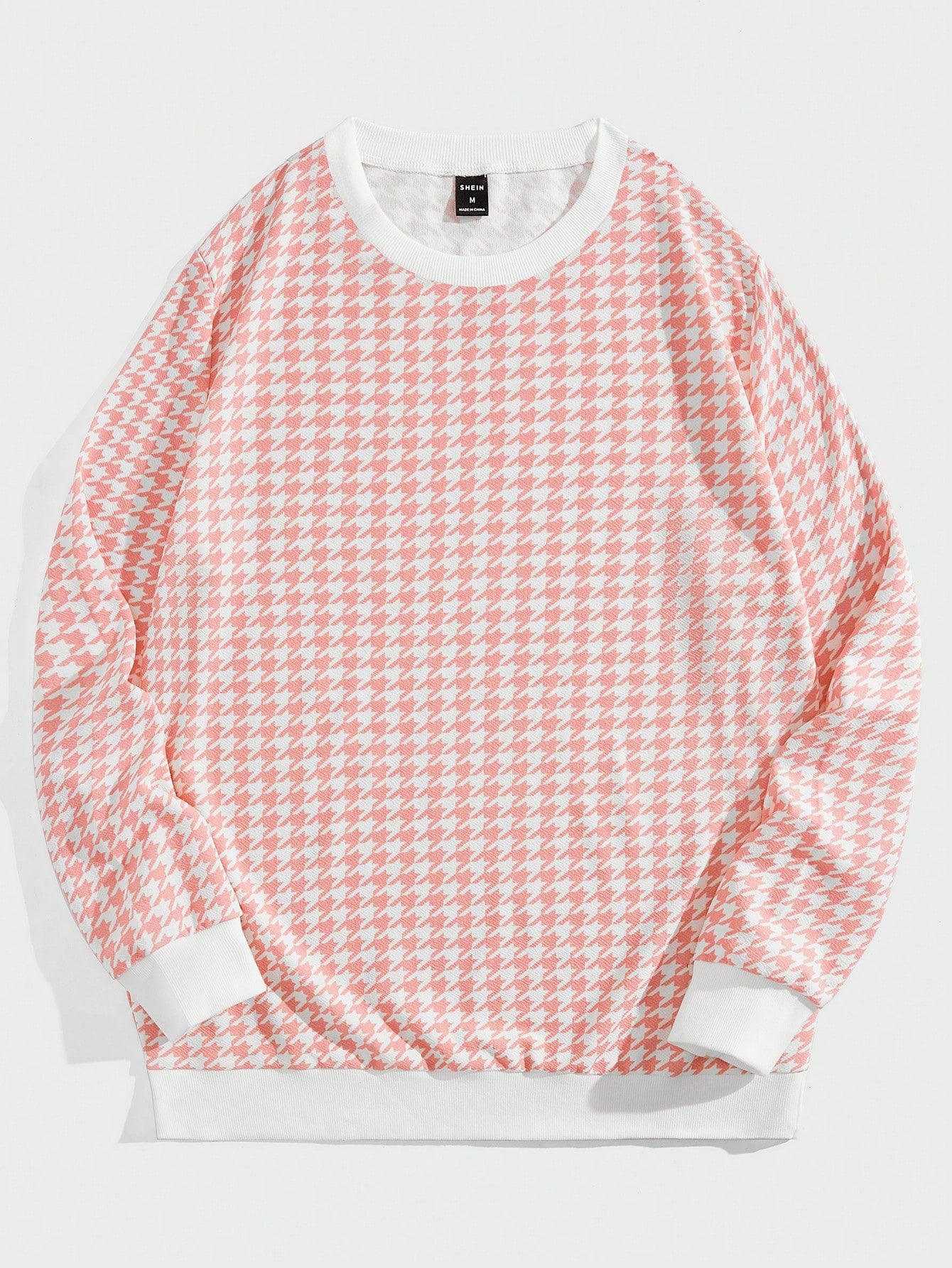Men'S Houndstooth Pattern Knitted Long Sleeve Sweatshirt