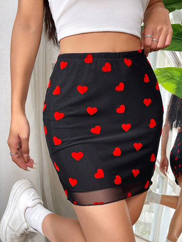 Women'S Heart Printed Skirt