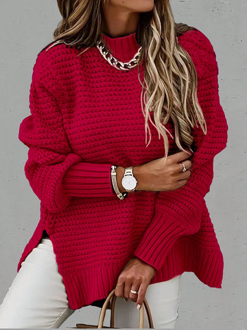Plus Size Women's Drop Shoulder Long Sleeve Pullover Sweater