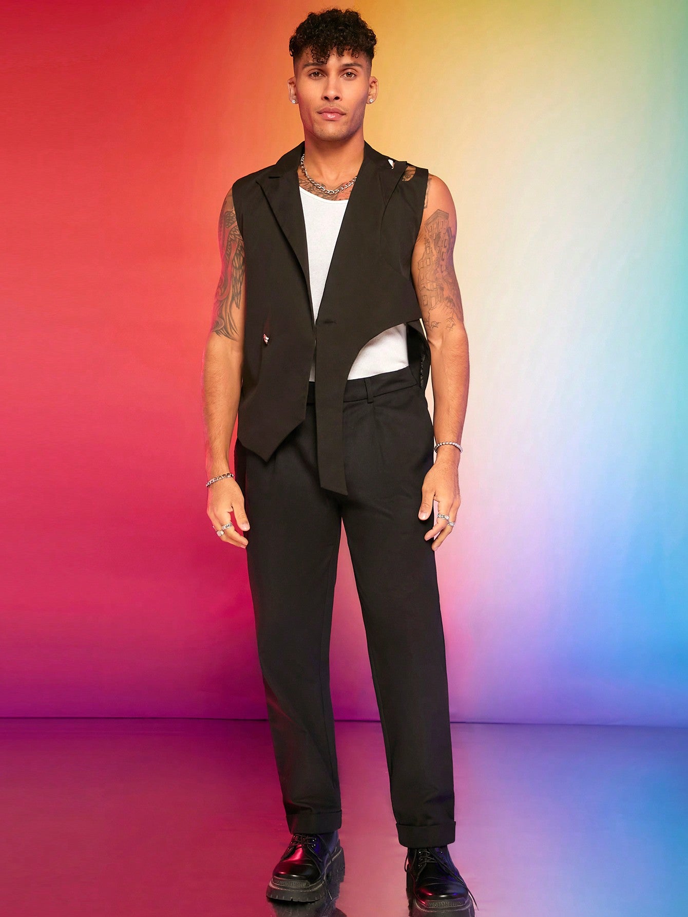 Men'S Solid Color Woven Casual Suit Trousers