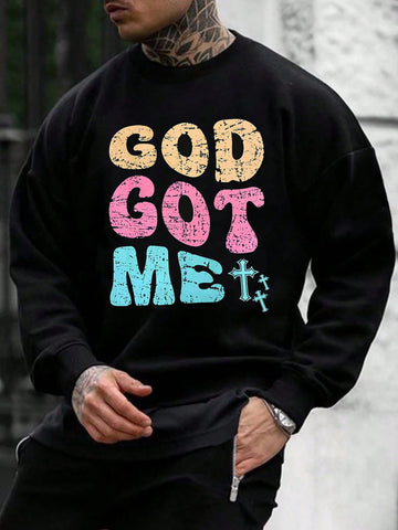 Men's Round Neck Sweatshirt With Letter Print