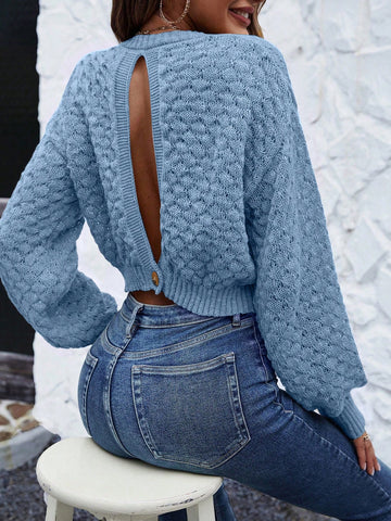 Ladies' Backless Sweater With Textured Pattern