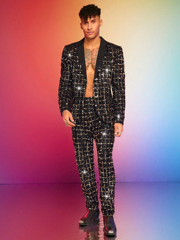 Men'S Sequined Two-Piece Suit