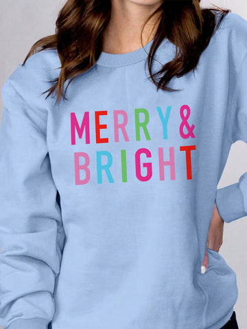 Plus Size Women's Round Neck Sweatshirt With Letter Print