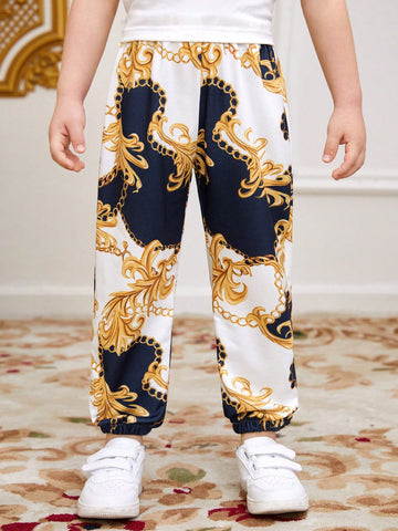 Young Boy 1pc Baroque Printed Casual Vacation Sweatpants For Summer