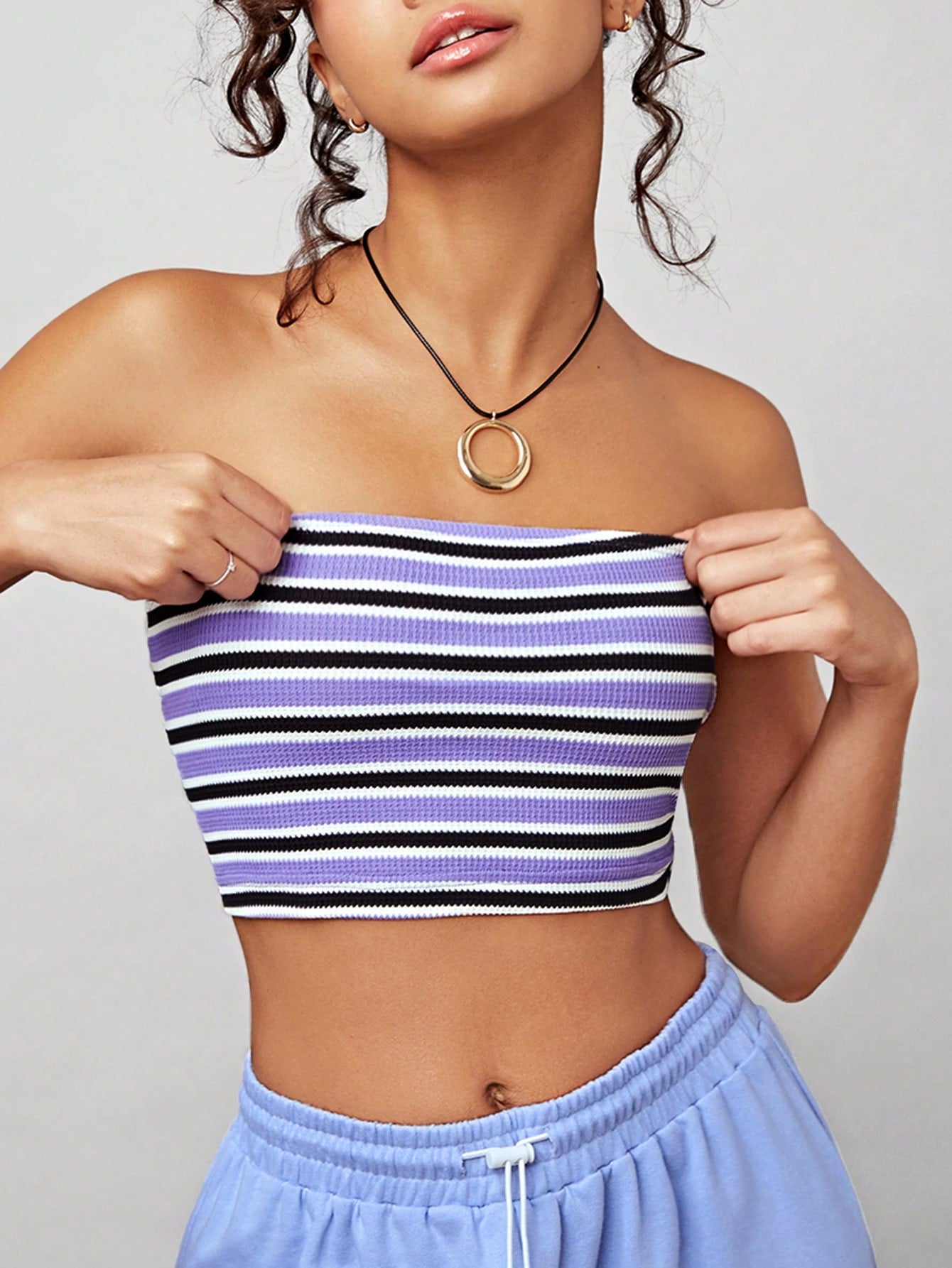 Women's Striped Strapless Top