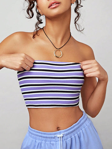 Women's Striped Strapless Top