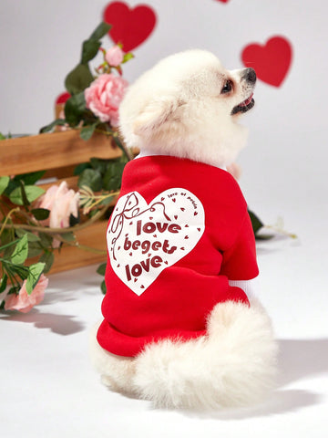 Red Love Printed Butterfly Love Valentine's Day Pet Cat And Dog Sweatshirt