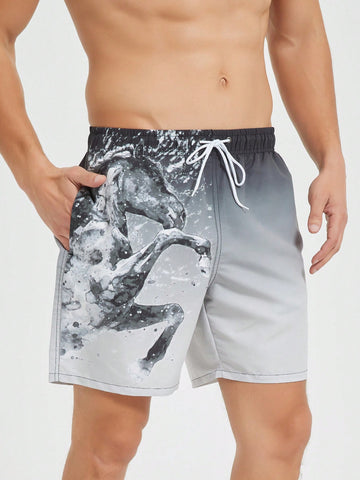 Men'S Horse Printed Beach Shorts