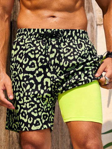 Men'S Leopard Print Beach Shorts