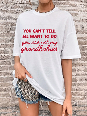 Slogan Printed Drop Shoulder T-Shirt