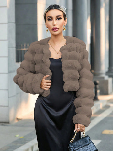 Women's Solid Color Cropped Fleece Jacket
