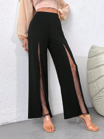Women's Sexy Splicing Lace Colorblock Long Pants Suitable For Valentine's Day, Commuting, Vacation, Shopping, Music Festival