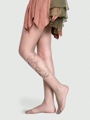 1pc Women's Patterned Totem Printed Pantyhose