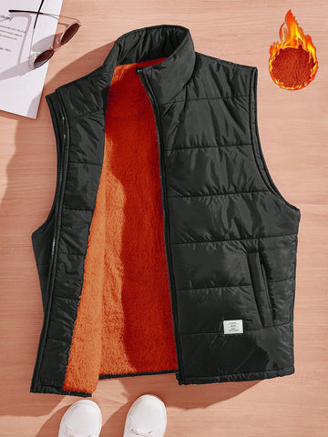 Men's Woven Casual Fleece Lined Oversized Vest Winter Coat