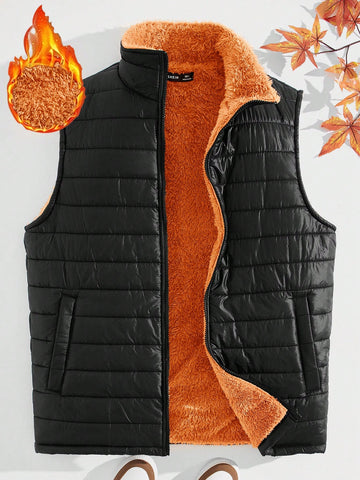 Loose Fit Men's Sleeveless Thermal Lined Casual Winter Vest