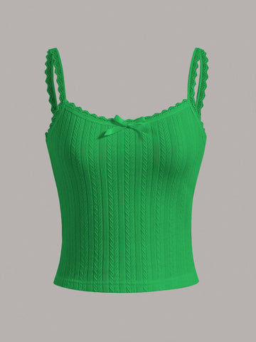 Women's Knitted Tank Top With Bowknot Decoration