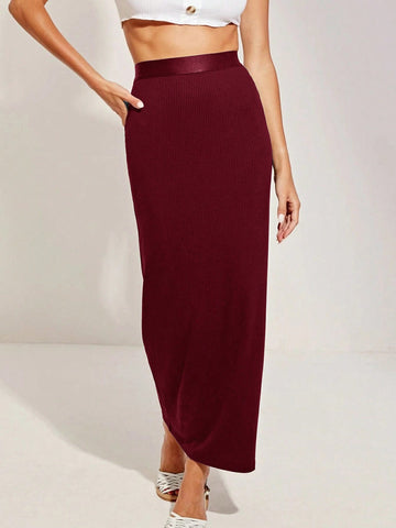 Women's Solid Color Long Pleated Skirt