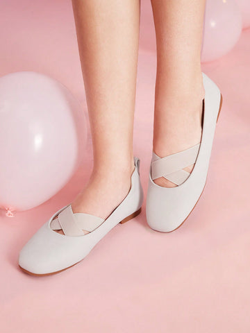 Women's Light Grey Flat Ballet Shoes