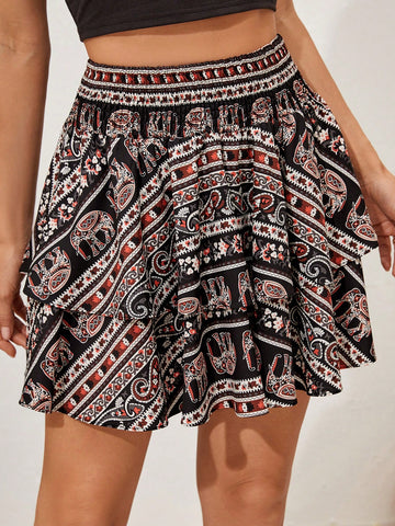 Women's Casual A-Line Skirt With Paisley Print For Vacation