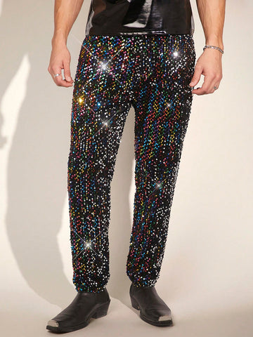Men's Knitted Casual Colorful Sparkle Suit Pants