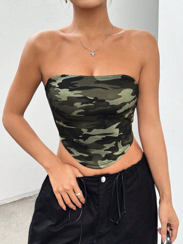 Camouflage Knitted Tube Top