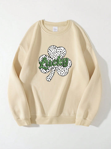 Women's Lucky Letter Print Sweatshirt