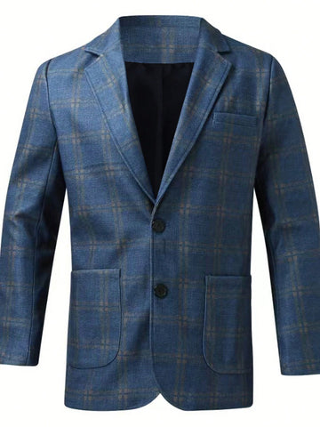 Men's Checked Single-Breasted Suit Jacket