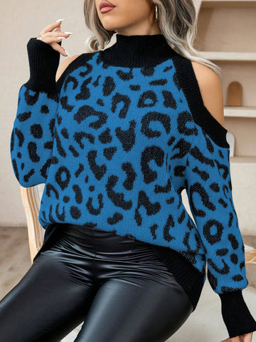 Plus Size Women Leopard Print Sweater