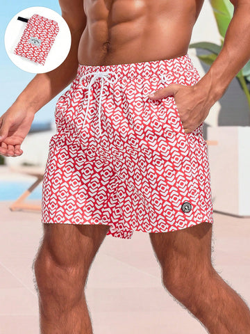 Men'S All Over Print Drawstring Beach Shorts