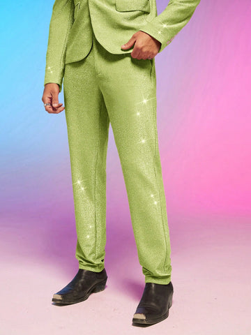 Men's Shiny Knit Casual Suit Trousers