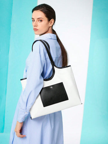Women'S Fashionable Color Block Shoulder Bag