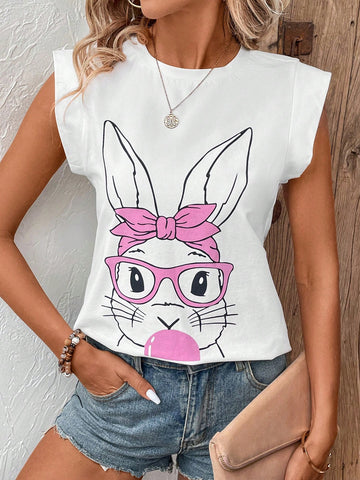 Easter Bunny Printed Short Sleeve T-Shirt