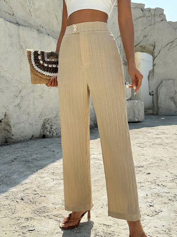 Solid Color Straight Cut Long Pants