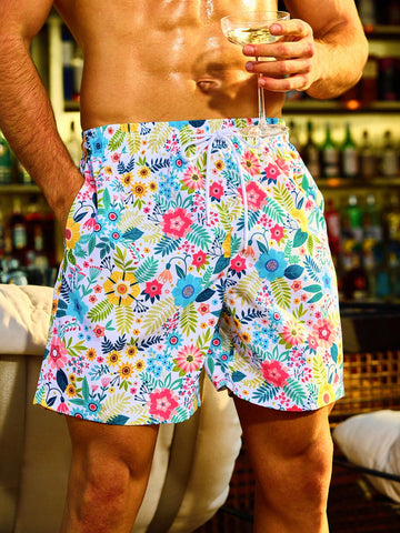 Men's Botanical Printed Beach Shorts