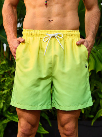 Men's Gradient Drawstring Waist Beach Shorts