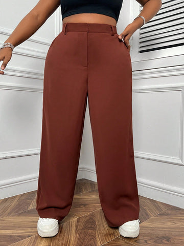 Plus Size Women's Solid Color Loose Suit Pants