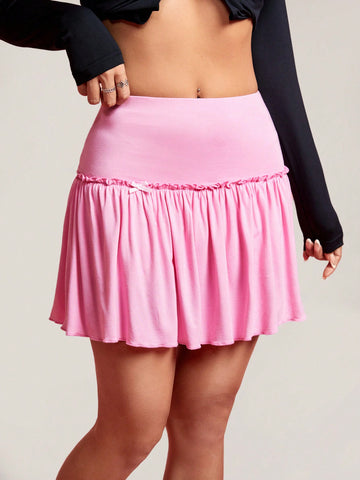 Wide Waist Flared Skirt