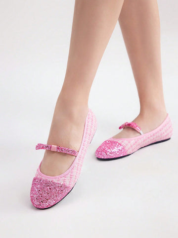 Women'S Flat Round Toe Patchwork Mary Jane Shoes