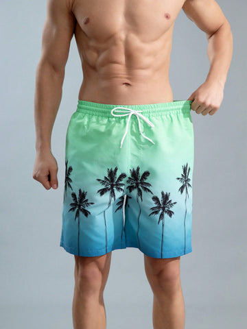 Men's Gradient Drawstring Beach Shorts