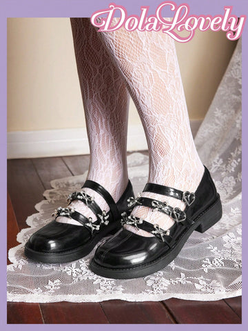 Women's Goth Style Metal Buckle Pearl Element Flat Comfortable Soft Soles